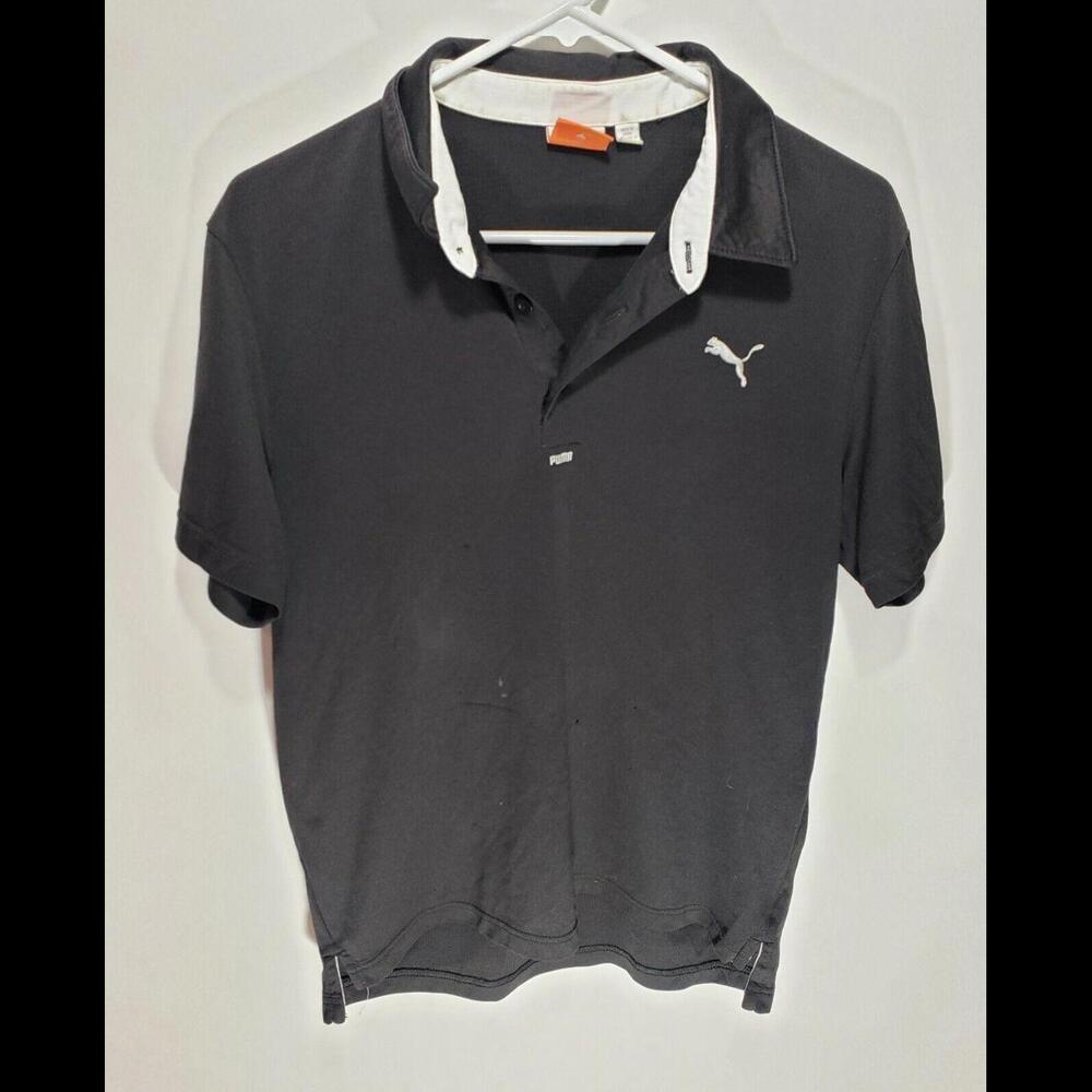 Mens Puma DryCell Black Athletic Golf Short Sleeve Polo Shirt Size Medium M